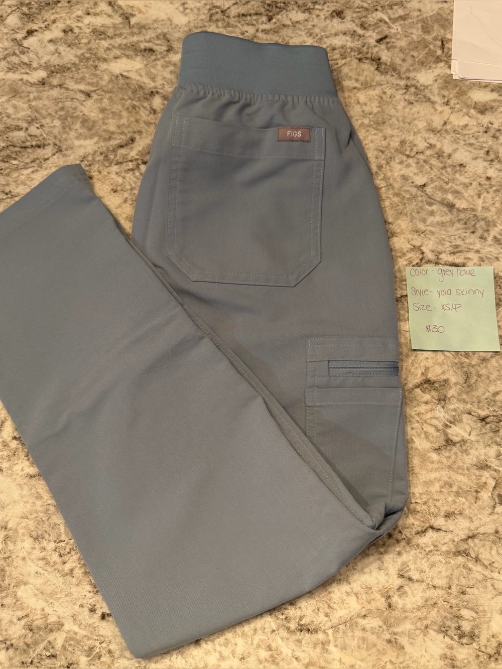 FIGS Women’s Slim Cargo Pants in Grey Blue